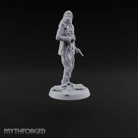 Sullen, Shabby and Armed Human Occultist with Tome and Revolver