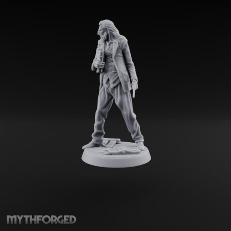 Sullen, Shabby and Armed Human Occultist with Tome and Revolver