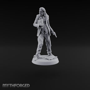 Sullen, Shabby and Armed Human Occultist with Tome and Revolver