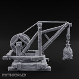 Winch-Wound Sack-Laden Dockside Lifting Crane Miniature for Dungeons and Dragons, Pathfinder or other TTRPGs