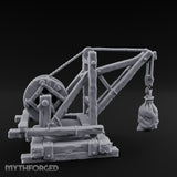 Winch-Wound Sack-Laden Dockside Lifting Crane Miniature for Dungeons and Dragons, Pathfinder or other TTRPGs