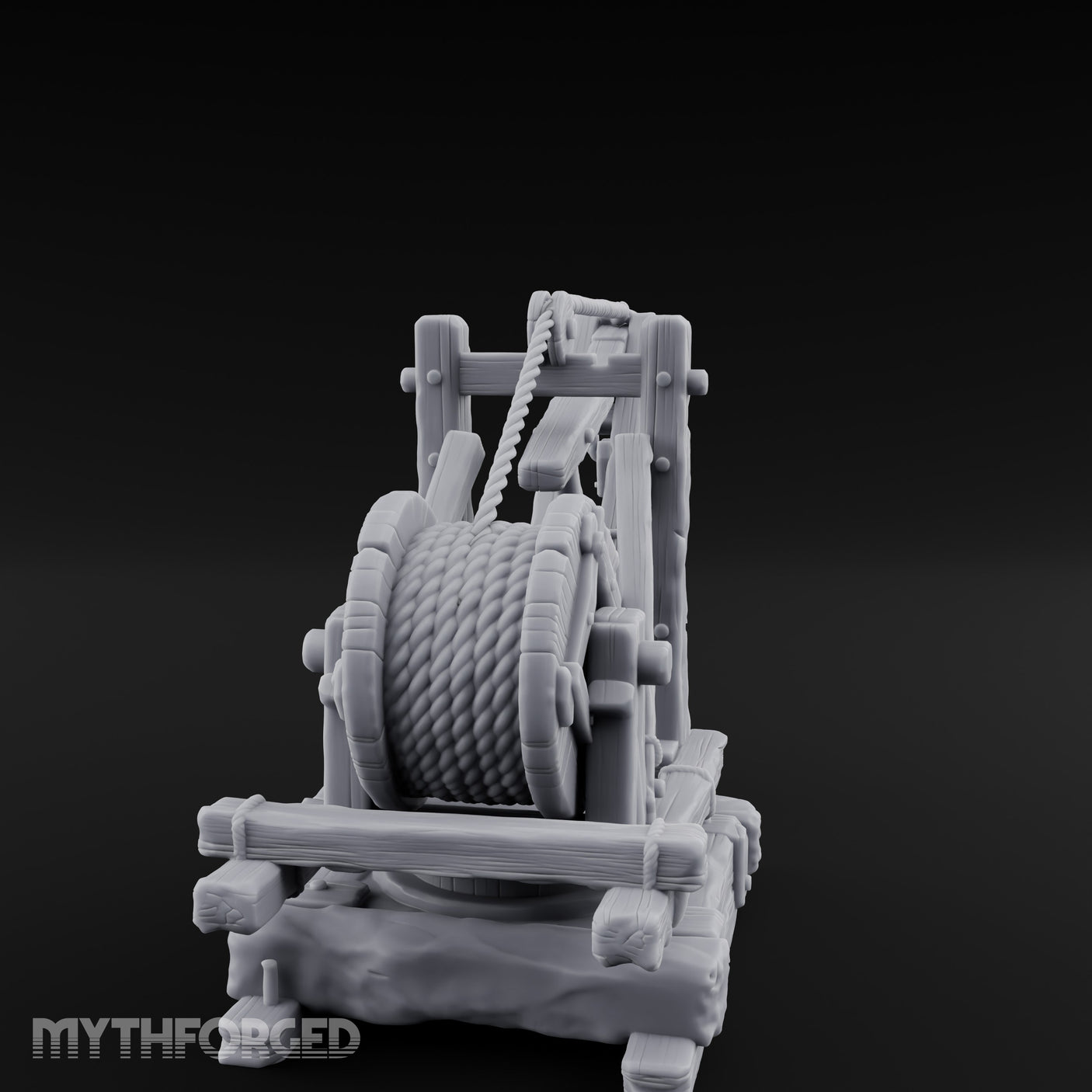 Winch-Wound Sack-Laden Dockside Lifting Crane Miniature for Dungeons and Dragons, Pathfinder or other TTRPGs