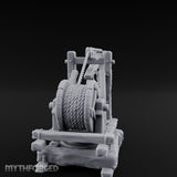 Winch-Wound Sack-Laden Dockside Lifting Crane Miniature for Dungeons and Dragons, Pathfinder or other TTRPGs