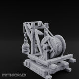 Winch-Wound Sack-Laden Dockside Lifting Crane Miniature for Dungeons and Dragons, Pathfinder or other TTRPGs