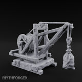 Winch-Wound Sack-Laden Dockside Lifting Crane Miniature for Dungeons and Dragons, Pathfinder or other TTRPGs