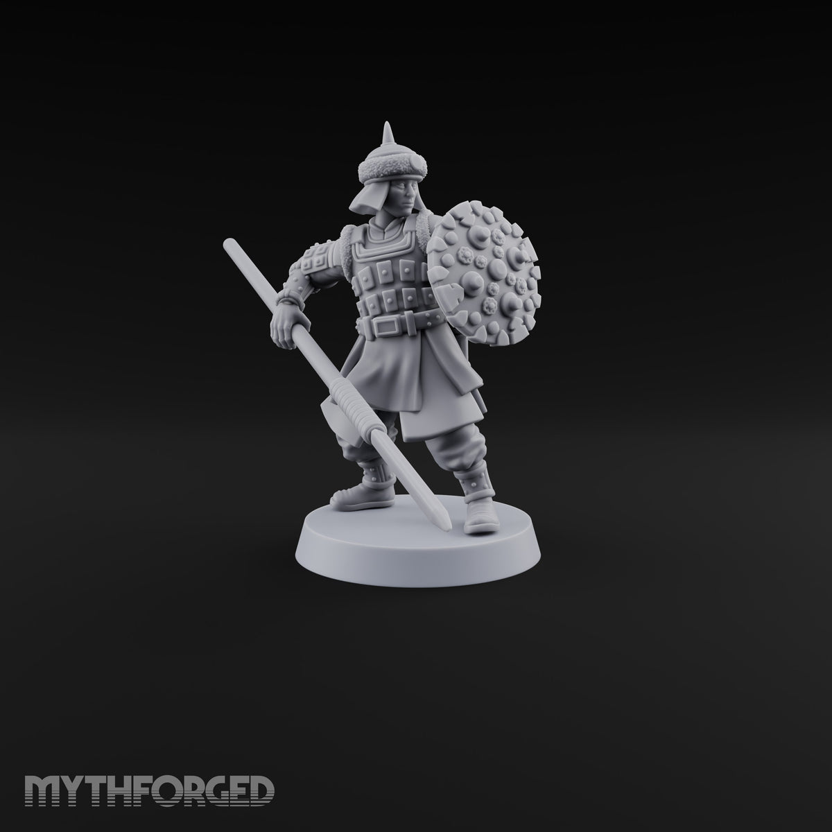 Pointed Opinions Human Steppe Spearmen with Studded Round Shields and Spiked Helms — B