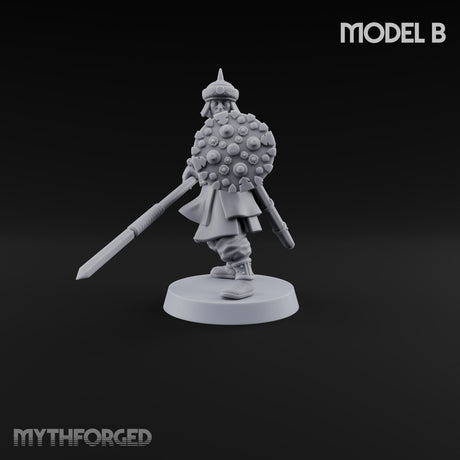 Pointed Opinions Human Steppe Spearmen with Studded Round Shields and Spiked Helms — B
