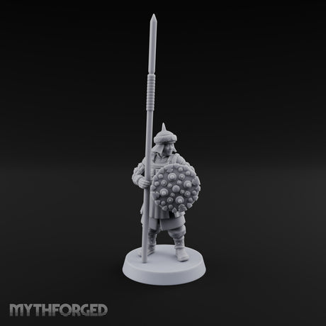 Pointed Opinions Human Steppe Spearmen with Studded Round Shields and Spiked Helms — F