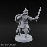 Shields Studded, Steel Singing Human Steppe Swordsmen with Studded Round Shields and Spiked Helms — B