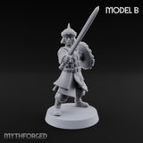 Shields Studded, Steel Singing Human Steppe Swordsmen with Studded Round Shields and Spiked Helms — B