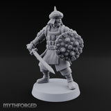 Shields Studded, Steel Singing Human Steppe Swordsmen with Studded Round Shields and Spiked Helms — D