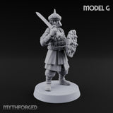Shields Studded, Steel Singing Human Steppe Swordsmen with Studded Round Shields and Spiked Helms — G