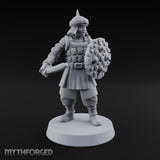 Shields Studded, Steel Singing Human Steppe Swordsmen with Studded Round Shields and Spiked Helms — H