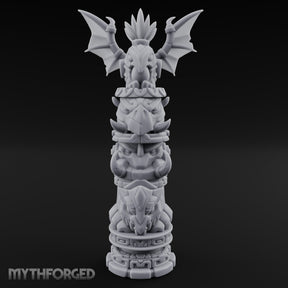 Wing-Crowned Glyph-Stacked Beast Totem Pillar Miniature for Dungeons and Dragons, Pathfinder or other TTRPGs