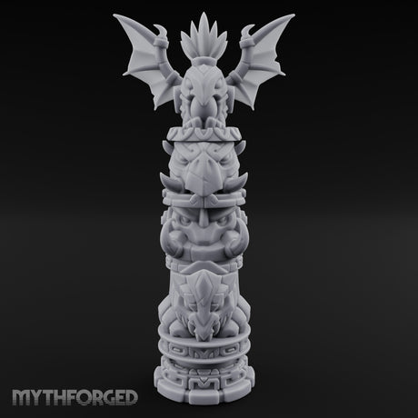 Wing-Crowned Glyph-Stacked Beast Totem Pillar Miniature for Dungeons and Dragons, Pathfinder or other TTRPGs