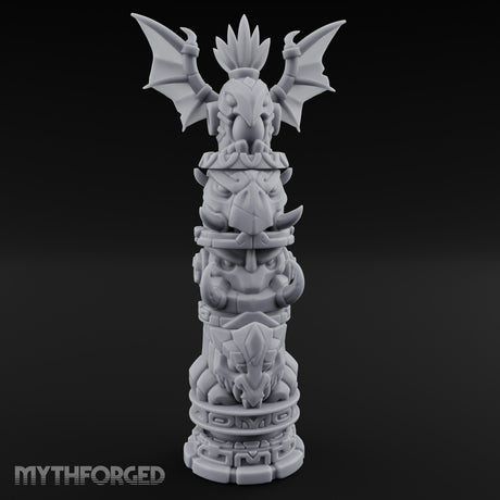 Wing-Crowned Glyph-Stacked Beast Totem Pillar Miniature for Dungeons and Dragons, Pathfinder or other TTRPGs