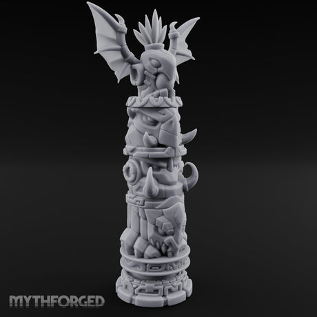 Wing-Crowned Glyph-Stacked Beast Totem Pillar Miniature for Dungeons and Dragons, Pathfinder or other TTRPGs