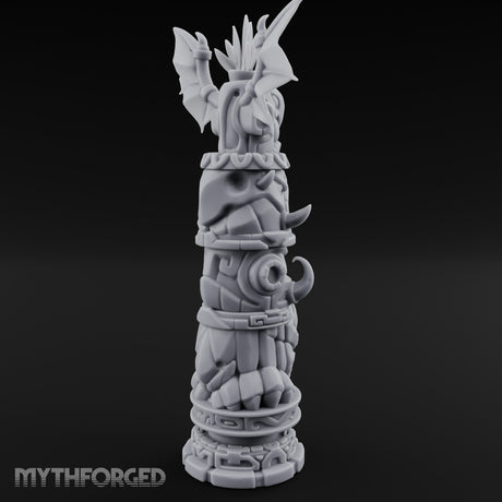 Wing-Crowned Glyph-Stacked Beast Totem Pillar Miniature for Dungeons and Dragons, Pathfinder or other TTRPGs