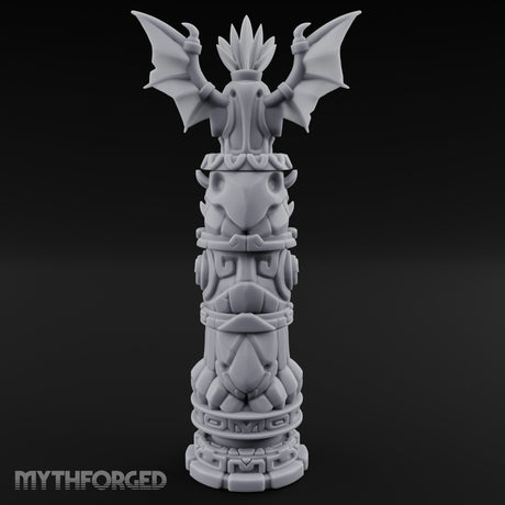 Wing-Crowned Glyph-Stacked Beast Totem Pillar Miniature for Dungeons and Dragons, Pathfinder or other TTRPGs