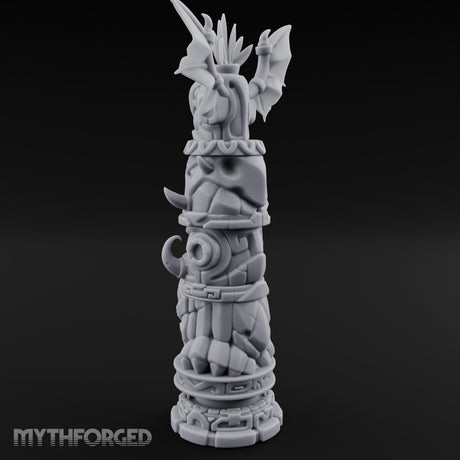 Wing-Crowned Glyph-Stacked Beast Totem Pillar Miniature for Dungeons and Dragons, Pathfinder or other TTRPGs