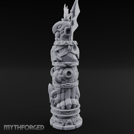 Wing-Crowned Glyph-Stacked Beast Totem Pillar Miniature for Dungeons and Dragons, Pathfinder or other TTRPGs