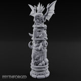 Wing-Crowned Glyph-Stacked Beast Totem Pillar Miniature for Dungeons and Dragons, Pathfinder or other TTRPGs