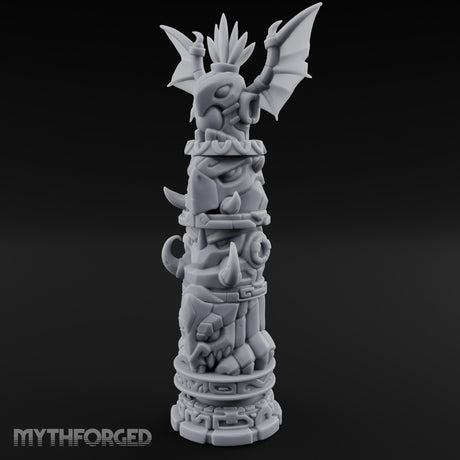 Wing-Crowned Glyph-Stacked Beast Totem Pillar Miniature for Dungeons and Dragons, Pathfinder or other TTRPGs