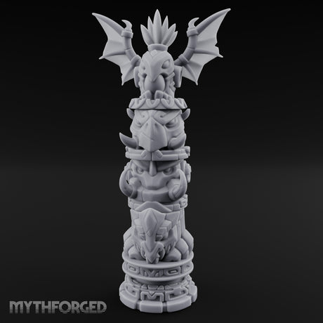 Wing-Crowned Glyph-Stacked Beast Totem Pillar Miniature for Dungeons and Dragons, Pathfinder or other TTRPGs
