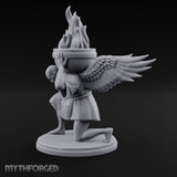 Wing-Spread Flame-Bearing Kneeling Angel Torch Bearer Statue