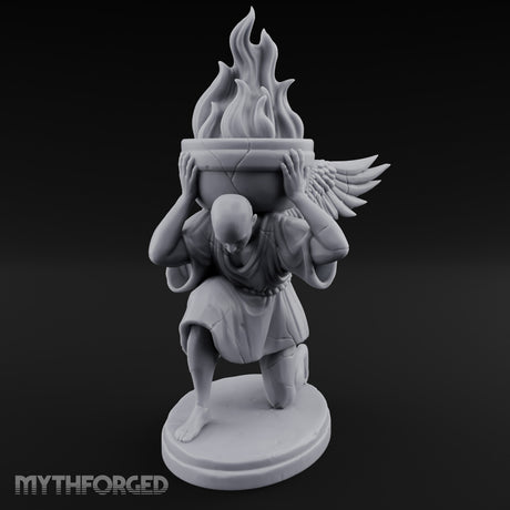 Wing-Spread Flame-Bearing Kneeling Angel Torch Bearer Statue Miniature for Dungeons and Dragons, Pathfinder or other TTRPGs