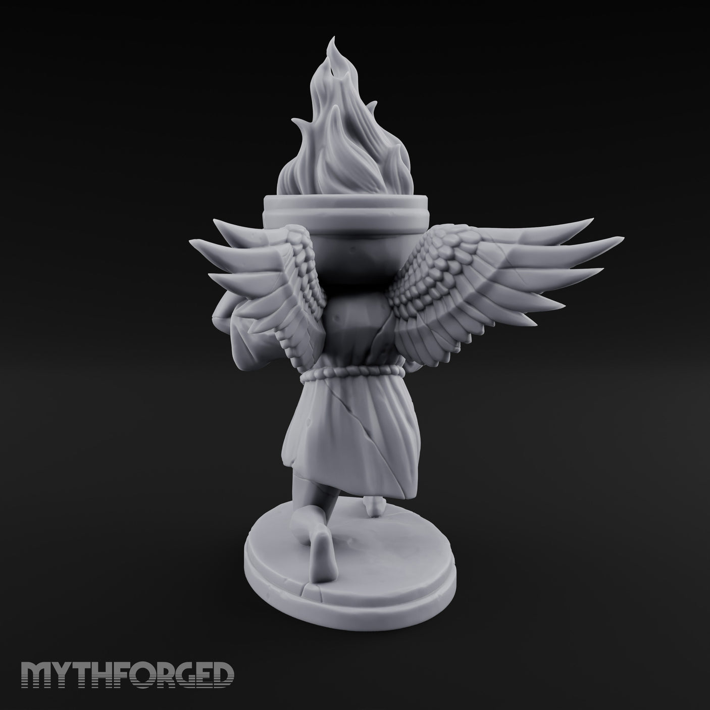 Wing-Spread Flame-Bearing Kneeling Angel Torch Bearer Statue gallery 7