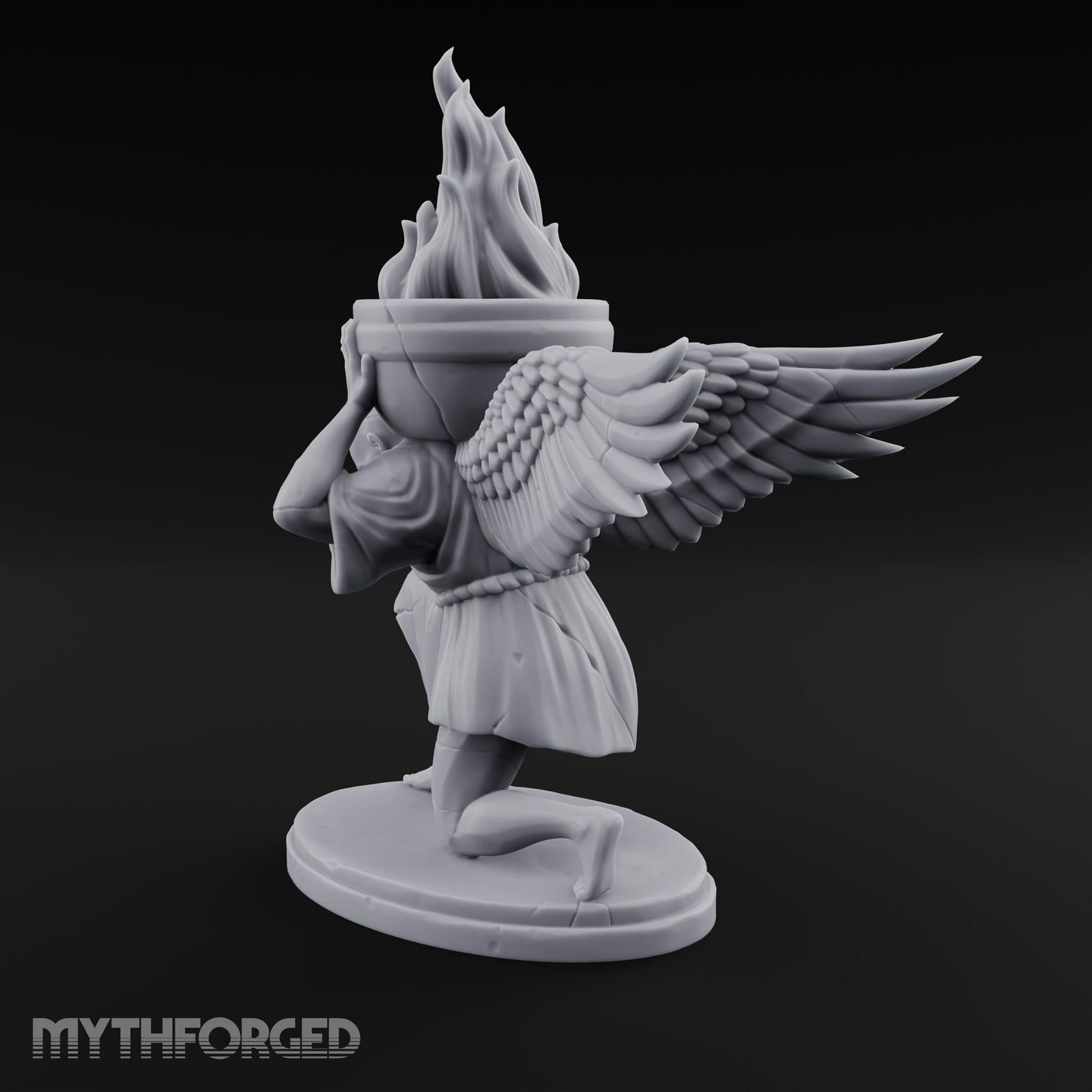 Wing-Spread Flame-Bearing Kneeling Angel Torch Bearer Statue gallery 8