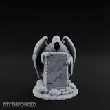 Wing-Spread Void-Faced Hooded Reaper Gravestone Miniature for Dungeons and Dragons, Pathfinder or other TTRPGs