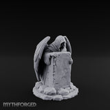 Wing-Spread Void-Faced Hooded Reaper Gravestone Miniature for Dungeons and Dragons, Pathfinder or other TTRPGs