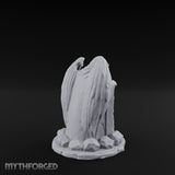 Wing-Spread Void-Faced Hooded Reaper Gravestone Miniature for Dungeons and Dragons, Pathfinder or other TTRPGs