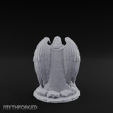 Wing-Spread Void-Faced Hooded Reaper Gravestone Miniature for Dungeons and Dragons, Pathfinder or other TTRPGs