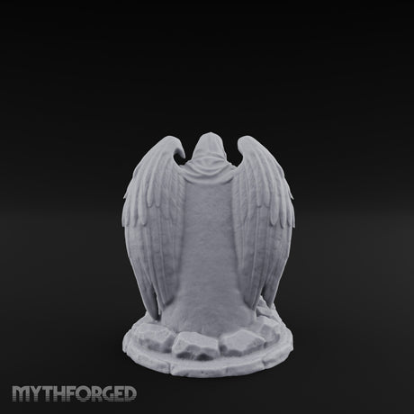 Wing-Spread Void-Faced Hooded Reaper Gravestone Miniature for Dungeons and Dragons, Pathfinder or other TTRPGs
