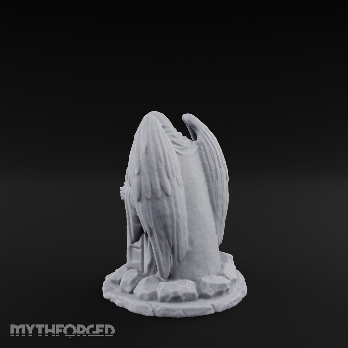 Wing-Spread Void-Faced Hooded Reaper Gravestone Miniature for Dungeons and Dragons, Pathfinder or other TTRPGs