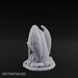Wing-Spread Void-Faced Hooded Reaper Gravestone Miniature for Dungeons and Dragons, Pathfinder or other TTRPGs