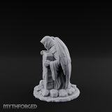 Wing-Spread Void-Faced Hooded Reaper Gravestone Miniature for Dungeons and Dragons, Pathfinder or other TTRPGs