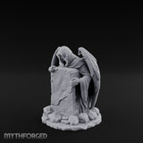 Wing-Spread Void-Faced Hooded Reaper Gravestone Miniature for Dungeons and Dragons, Pathfinder or other TTRPGs