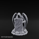 Wing-Spread Void-Faced Hooded Reaper Gravestone Miniature for Dungeons and Dragons, Pathfinder or other TTRPGs