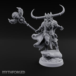 Winged Staff Wielding Shaman Miniature for Dungeons and Dragons, Pathfinder or other TTRPGs