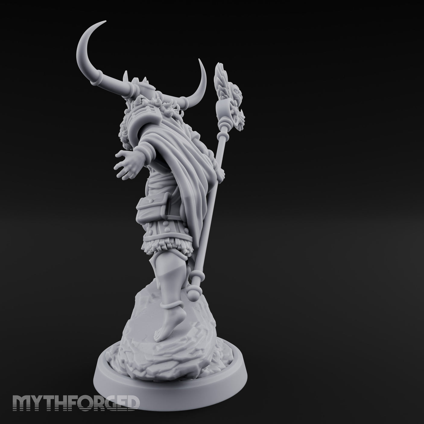Winged Staff Wielding Shaman Miniature for Dungeons and Dragons, Pathfinder or other TTRPGs