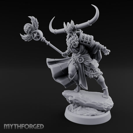 Winged Staff Wielding Shaman Miniature for Dungeons and Dragons, Pathfinder or other TTRPGs
