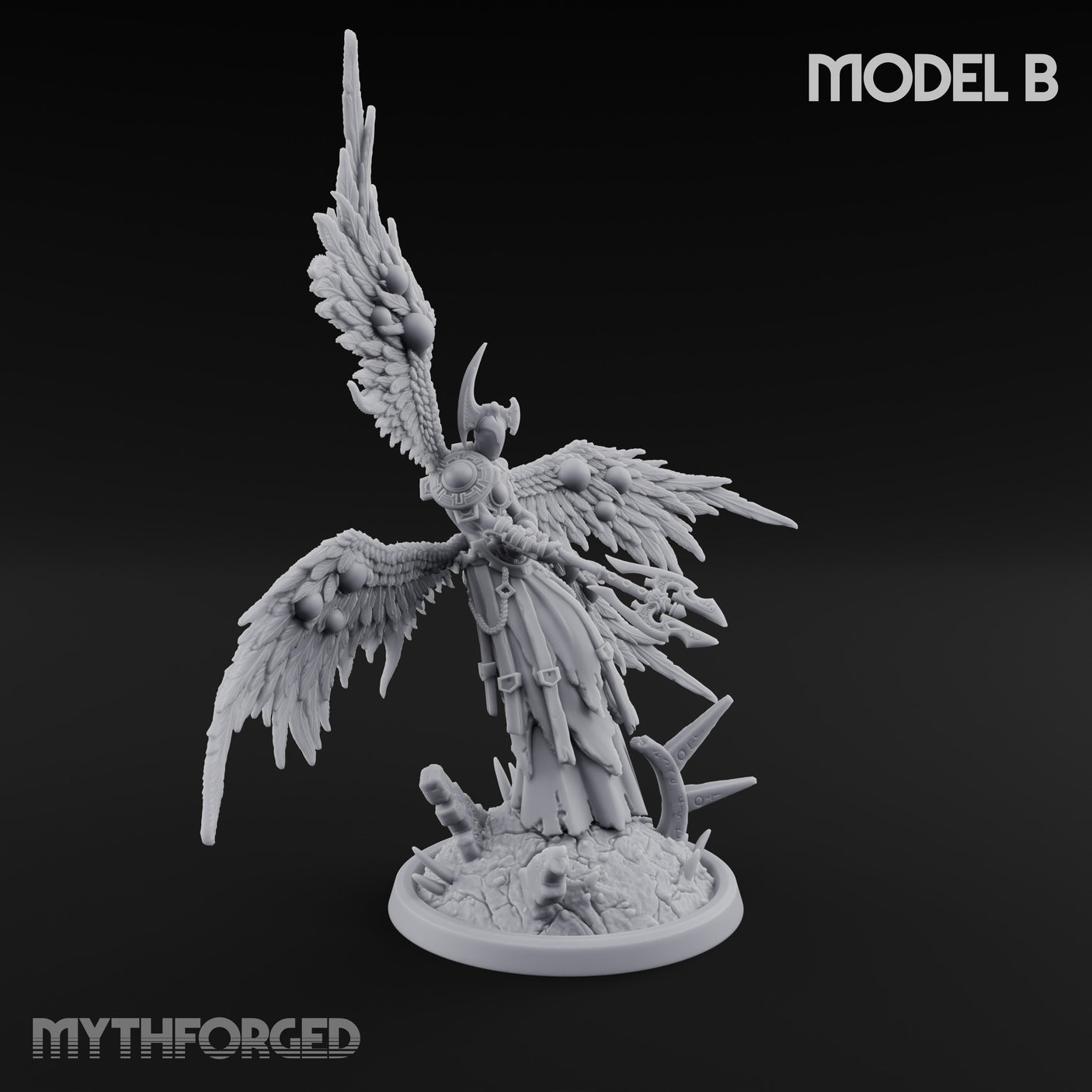 Wings Spread Descending Seraph Warrior B