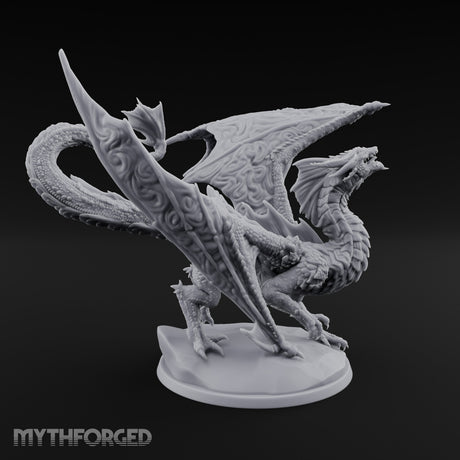 Wings Spread Roaring Iridescent Dragon Miniature for Dungeons and Dragons, Pathfinder or other TTRPGs