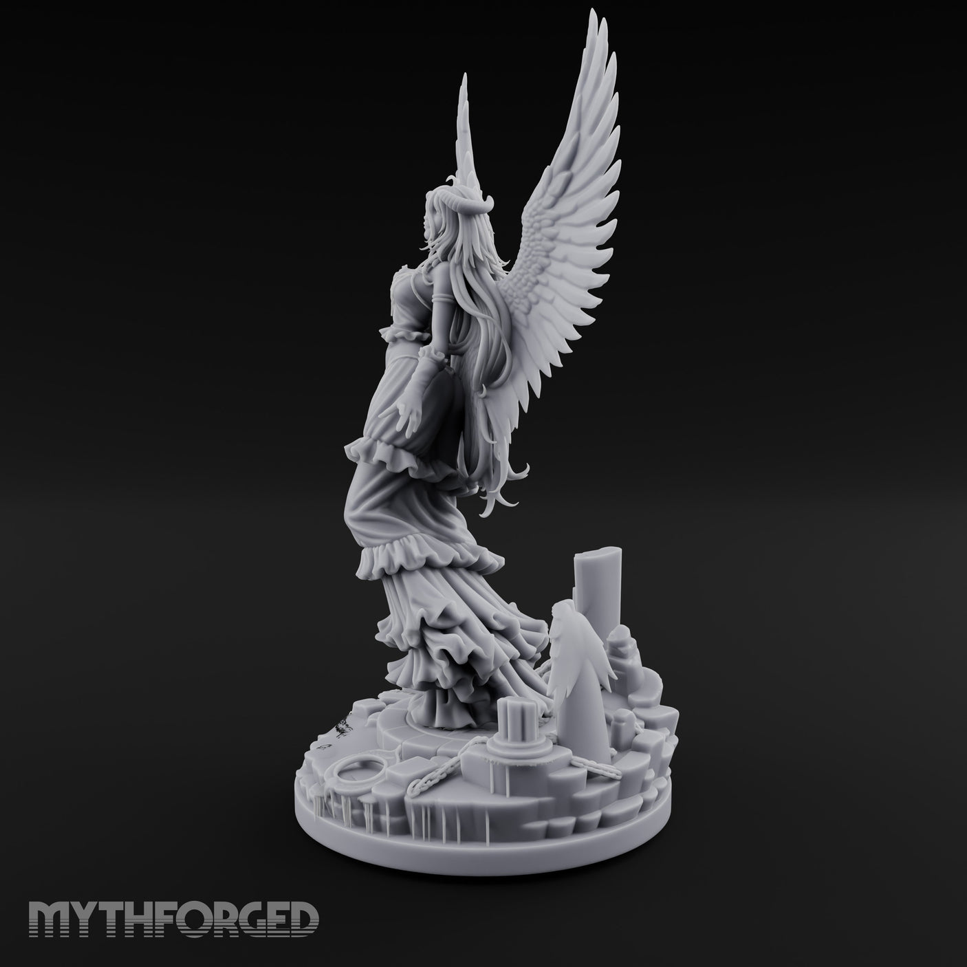 Wings Spread Wide Angel Sorceress Miniature for Dungeons and Dragons, Pathfinder or other TTRPGs