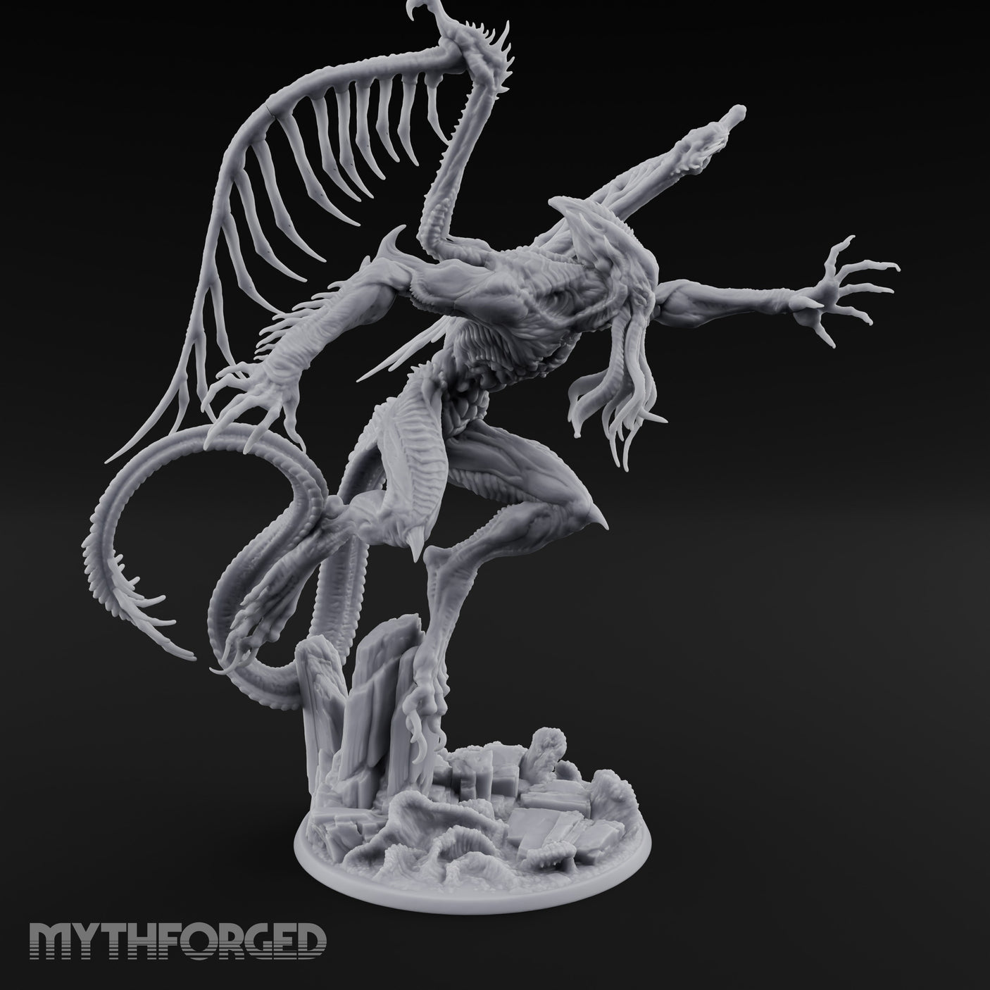 Wings Unfurling Star Spawn Abomination Miniature for Dungeons and Dragons, Pathfinder or other TTRPGs
