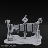 Witch-Hat Rope-Strung Village Washing Line Miniature for Dungeons and Dragons, Pathfinder or other TTRPGs